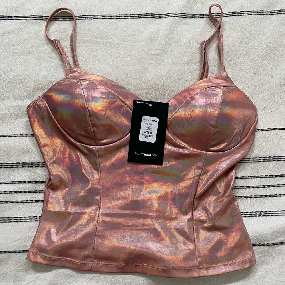 Metallic bustier top